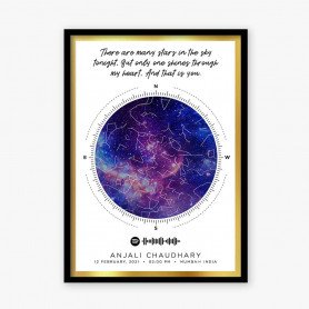 Golden Nebula Starmap with custom message and spotify music